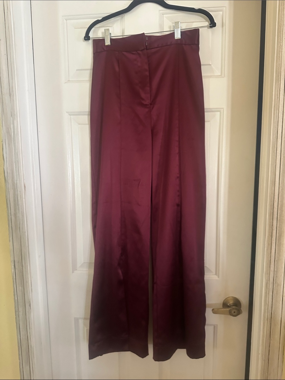 House of Harlow 1960 Wide Leg Satin Pants in Burgundy